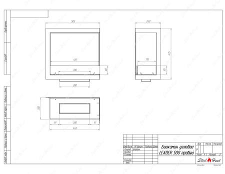 Биокамин угловой SteelHeat Leader 500 правый стекло + стемалит по цене 28 389 руб.